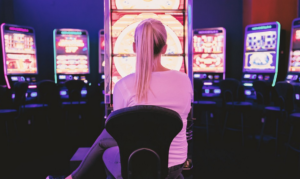 a gambler sitting in the hall